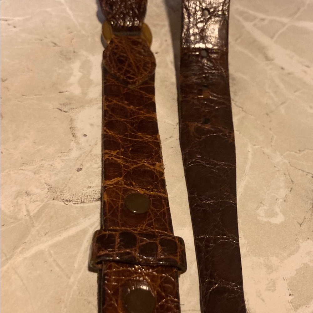 Vintage Genuine Alligator On Cowhide Belt 36 Classic - Picture 8 of 10
